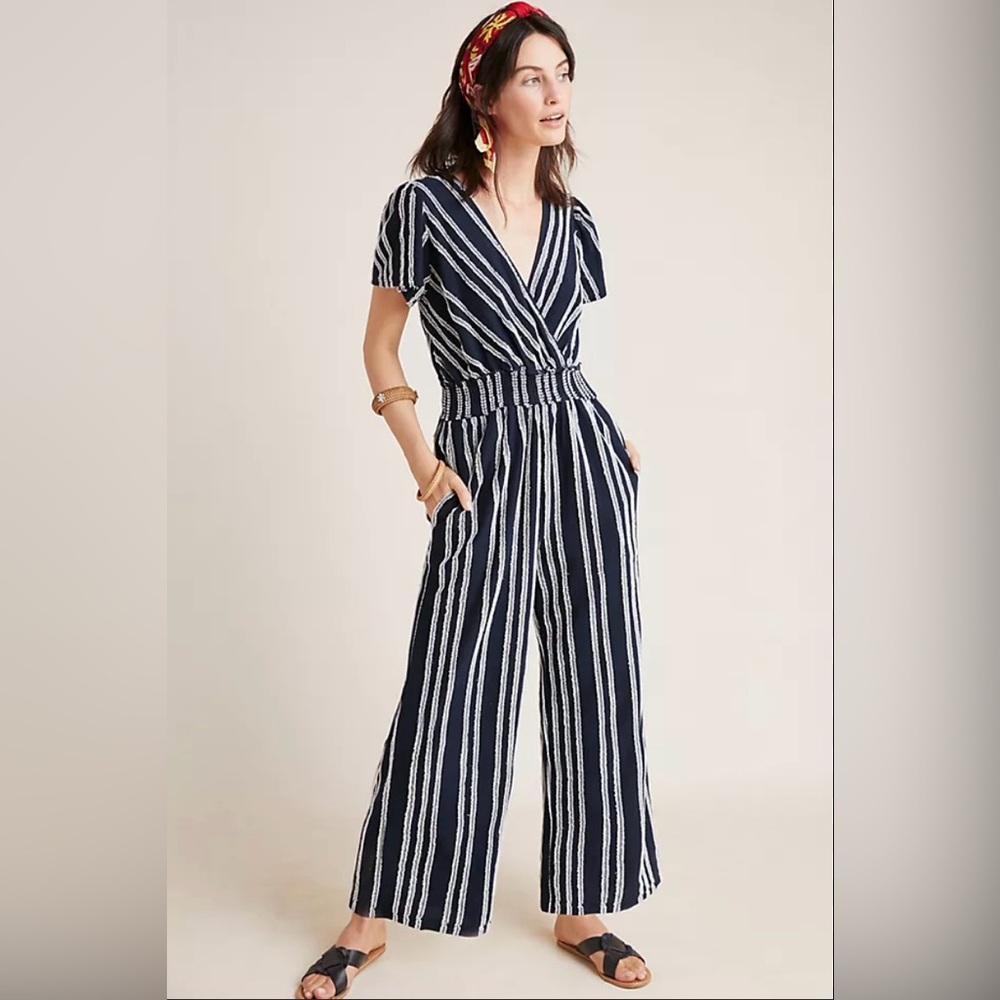 Anthropologie Striped Jumpsuit - L